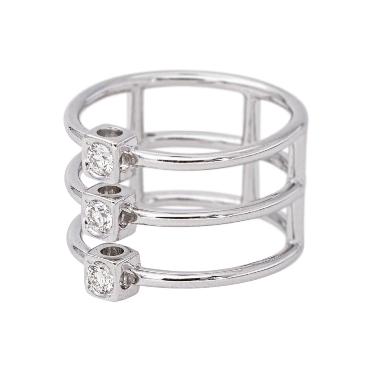Bague DINH VAN "Les 3 Cubes" en or blanc et diamants - Castafiore