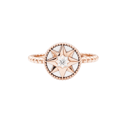 Bague Dior "Rose des Vents" en or jaune, nacre et diamant. - Castafiore