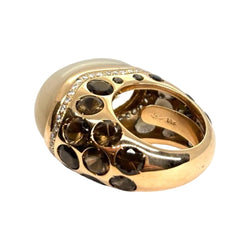 Bague Dôme ANJARA en or jaune, pierre de lune, quartz et diamants - Castafiore