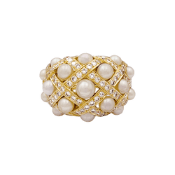 Bague Dôme CHANEL "Baroque" en or jaune, perles et diamants - Castafiore