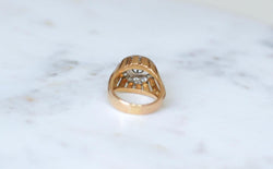 Bague Dôme Diamants 2,40 Cts Or rose et Platine Années 40 - Castafiore