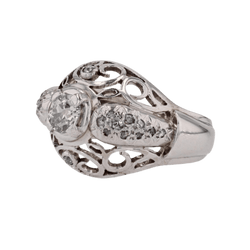 Bague Dôme en or blanc et diamants - Castafiore