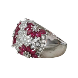 Bague Dôme en or blanc, rubis et diamants - Castafiore