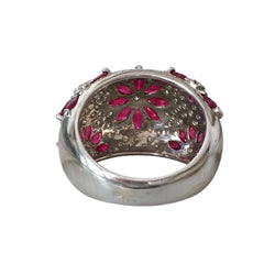 Bague Dôme en or blanc, rubis et diamants - Castafiore
