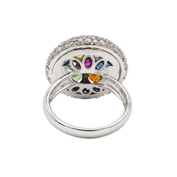 Bague Dôme en or blanc, saphirs et diamants - Castafiore
