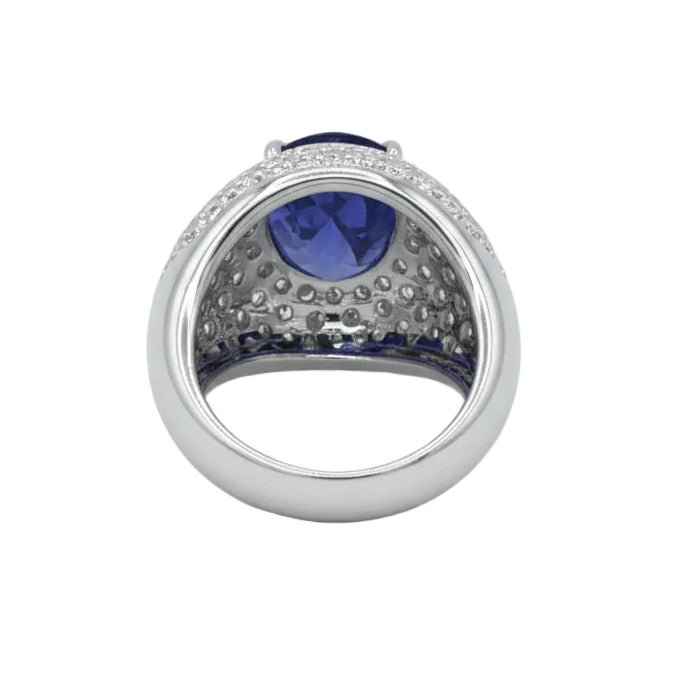 Bague Dôme en or blanc, tanzanite et diamants - Castafiore