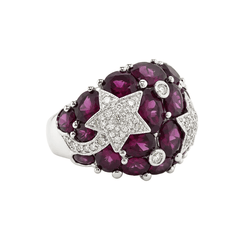Bague Dôme en or blanc, tourmalines et diamants - Castafiore