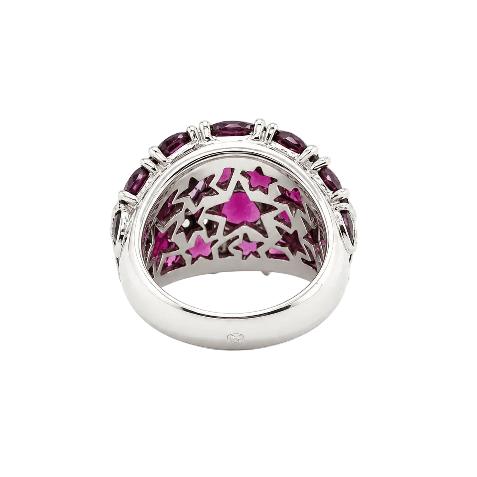 Bague Dôme en or blanc, tourmalines et diamants - Castafiore