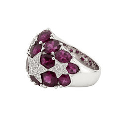 Bague Dôme en or blanc, tourmalines et diamants - Castafiore