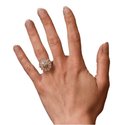 Bague Dôme en or jaune, cristal de roche et diamants - Castafiore