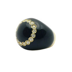 Bague Dôme en or jaune, émail et diamants - Castafiore