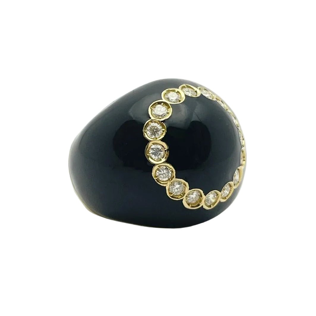 Bague Dôme en or jaune, émail et diamants - Castafiore