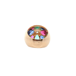 Bague Dôme en or jaune, émeraudes, rubis, saphirs, tourmaline et diamants - Castafiore