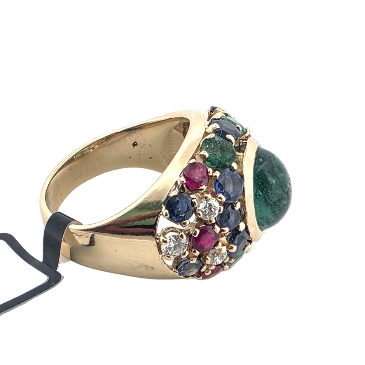 Bague Dôme en or jaune, émeraudes, saphirs, rubis et diamants - Castafiore
