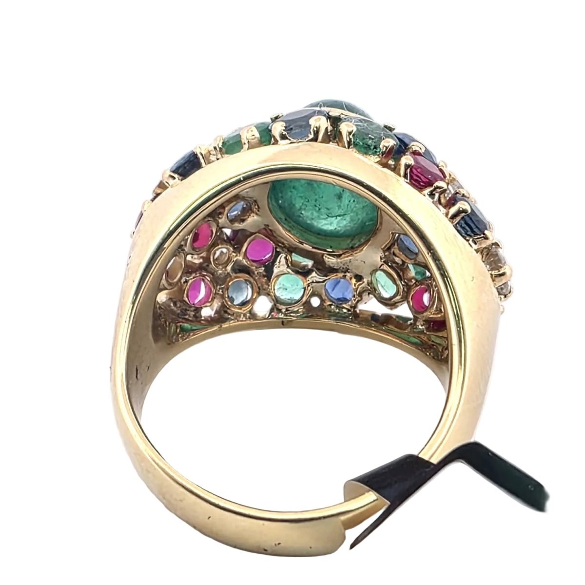 Bague Dôme en or jaune, émeraudes, saphirs, rubis et diamants - Castafiore
