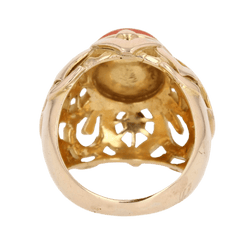 Bague Dôme en or jaune et corail - Castafiore