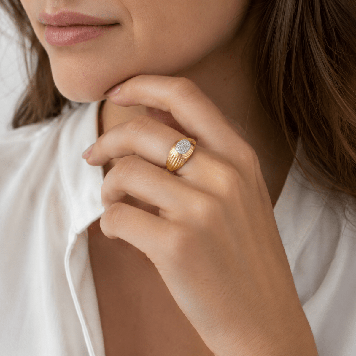 Bague Dôme en or jaune et diamants - Castafiore