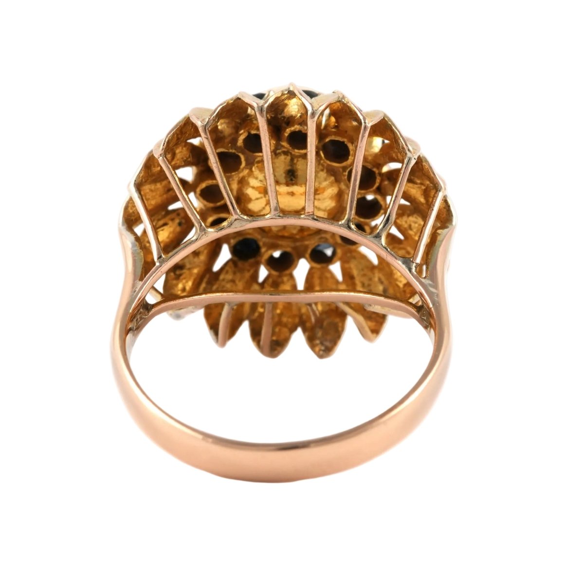 Bague Dôme en or jaune, perle et saphirs - Castafiore