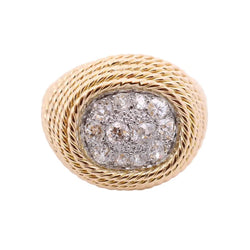 Bague Dôme en or jaune, platine et diamants - Castafiore