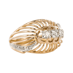 Bague Dôme en or jaune, platine et diamants - Castafiore