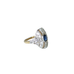 Bague Dôme en or jaune, platine, saphir, et diamants - Castafiore