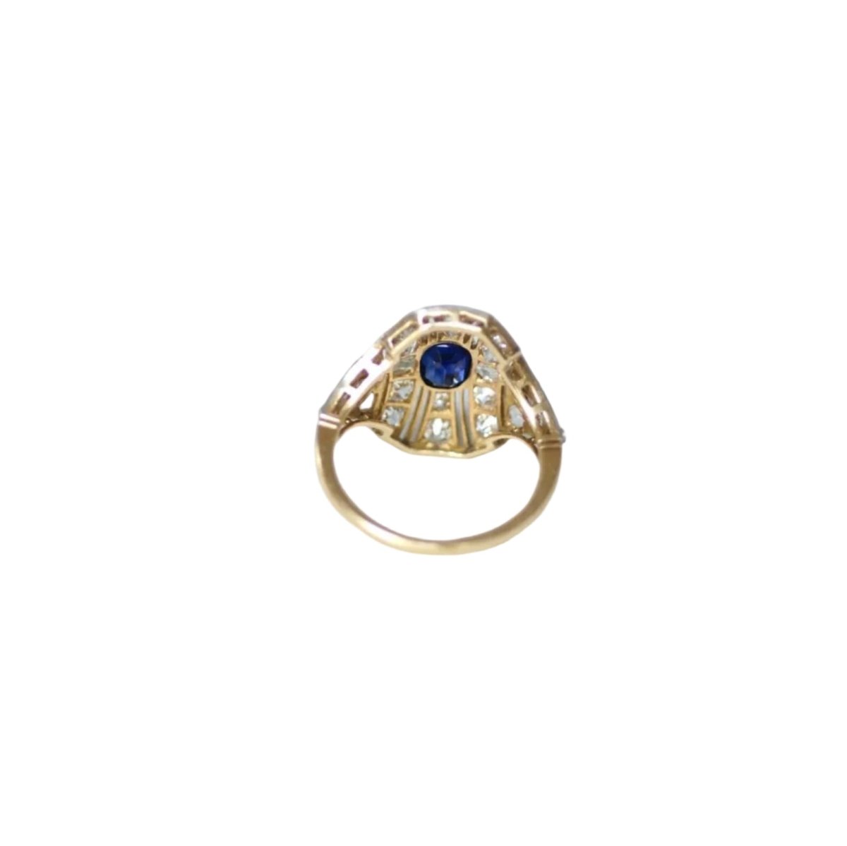 Bague Dôme en or jaune, platine, saphir, et diamants - Castafiore