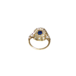 Bague Dôme en or jaune, platine, saphir, et diamants - Castafiore