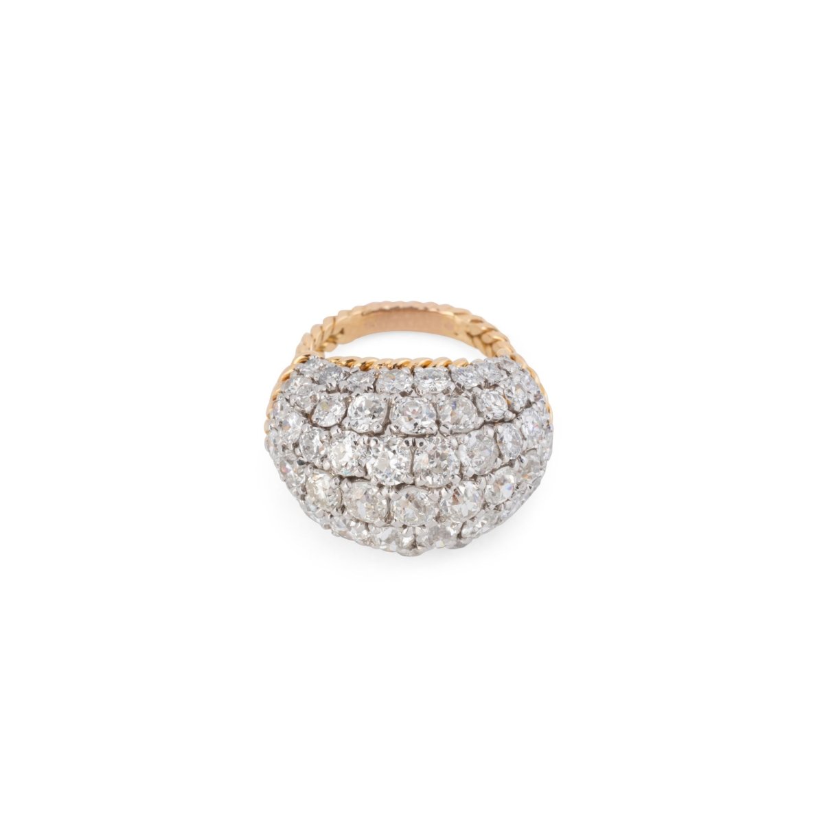 Bague Dôme en or jaune tressé et diamants - Castafiore