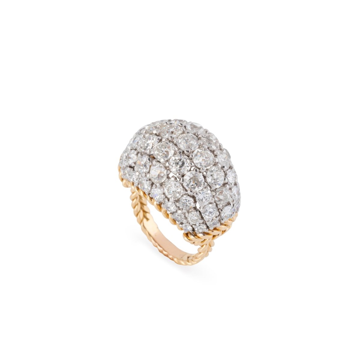 Bague Dôme en or jaune tressé et diamants - Castafiore