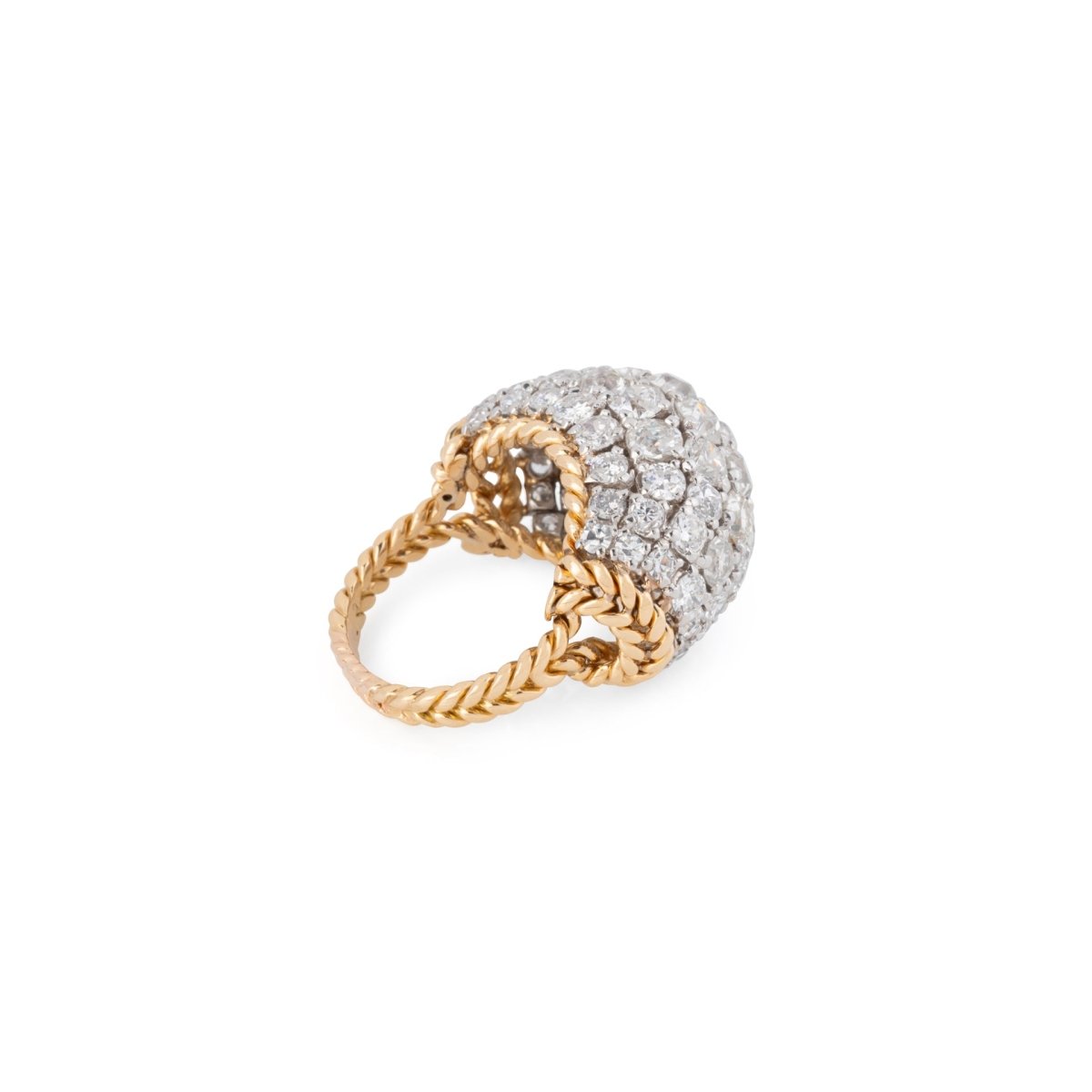 Bague Dôme en or jaune tressé et diamants - Castafiore