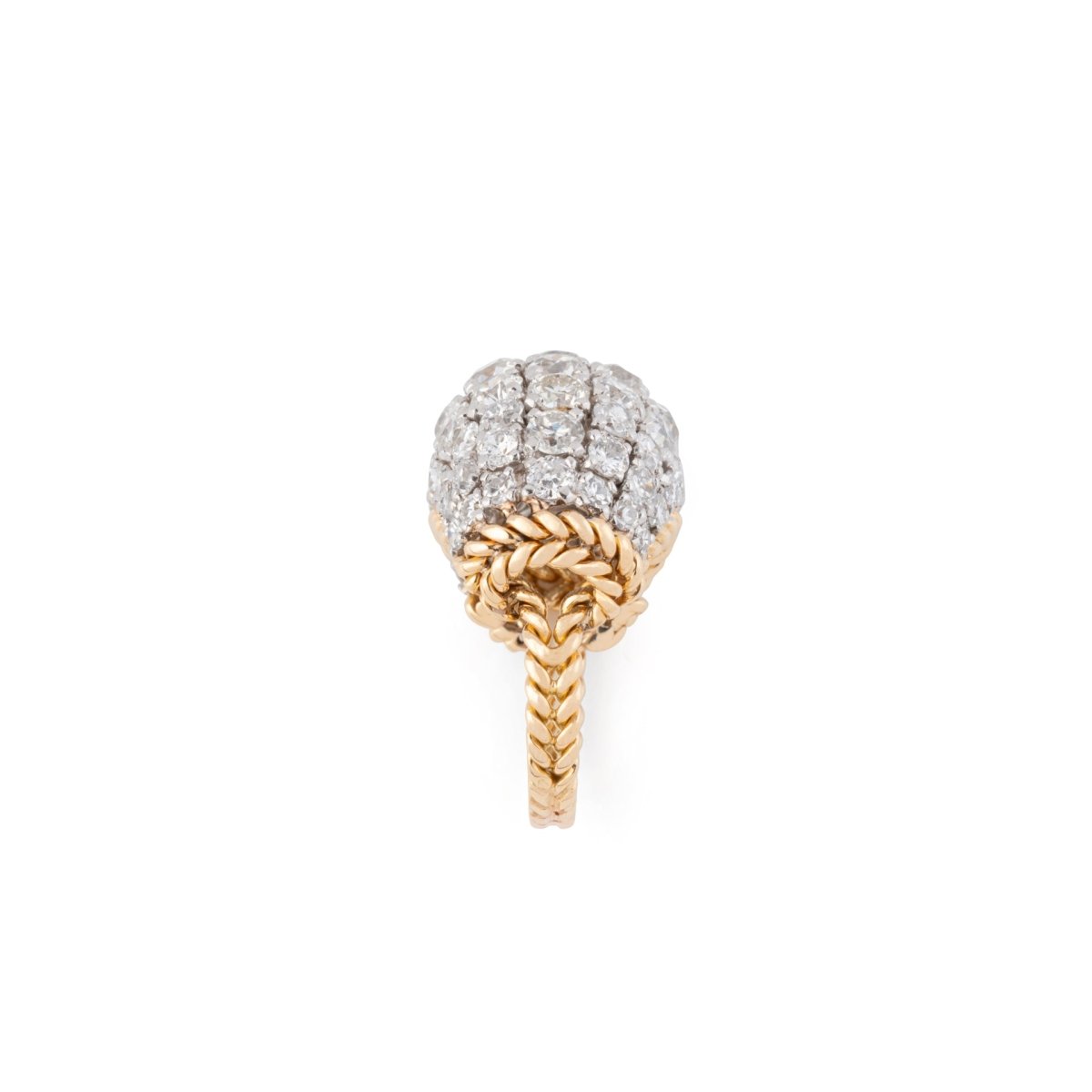 Bague Dôme en or jaune tressé et diamants - Castafiore