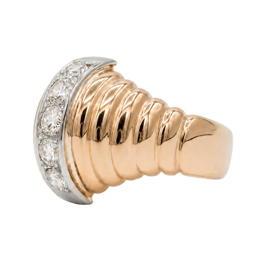 Bague Dôme en or rose et diamants - Castafiore