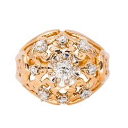 Bague Dôme en or rose et diamants - Castafiore