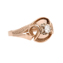 Bague Dôme en or rose et saphir - Castafiore