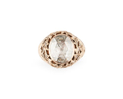 Bague Dôme en or rose, sertie d'un diamant taille ancienne ovale de 7 carats environ - Castafiore