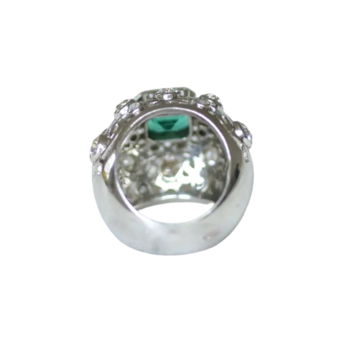 Bague Dôme en platine, émeraude et diamants - Castafiore