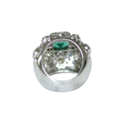 Bague Dôme en platine, émeraude et diamants - Castafiore
