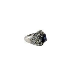 Bague Dôme en platine, saphir et diamants - Castafiore