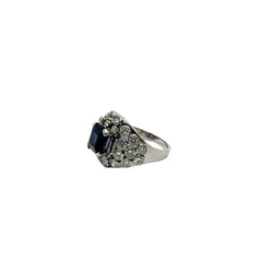 Bague Dôme en platine, saphir et diamants - Castafiore