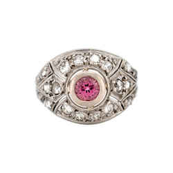 Bague Dôme en platine, tourmaline et diamants - Castafiore