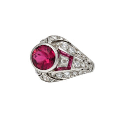 Bague Dôme en platine, tourmaline et diamants - Castafiore