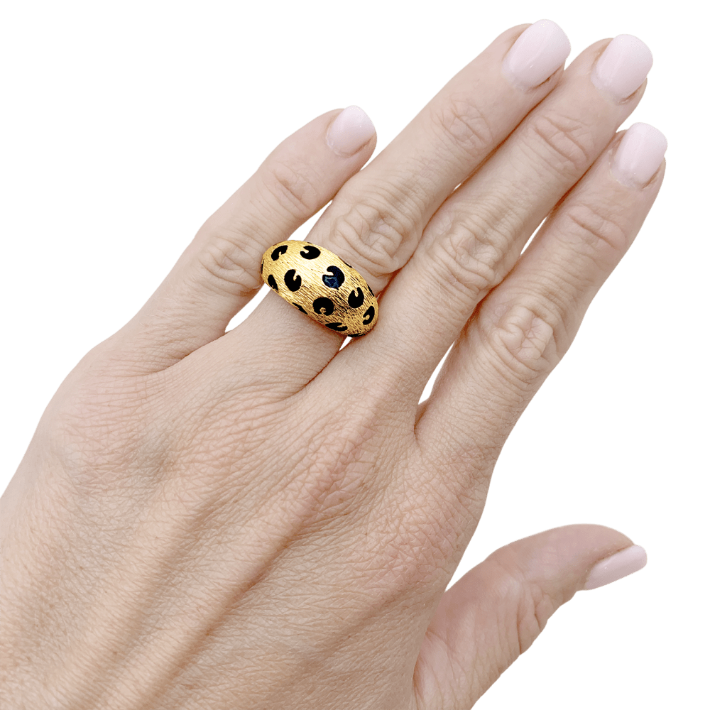 Bague Dôme FRED "Léopard" en or jaune et émail noir - Castafiore