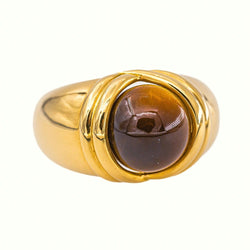 Bague Dôme Or jaune Œil de tigre - Castafiore