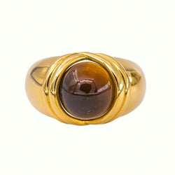 Bague Dôme Or jaune Œil de tigre - Castafiore