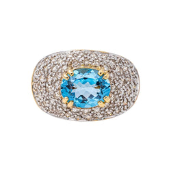 Bague Dôme Or jaune Topaze bleu - Castafiore