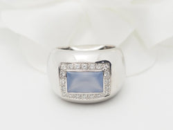 Bague Dôme POIRAY en or blanc, calcédoine et diamants - Castafiore