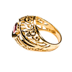 Bague Dôme ren or rose, platine et rubis - Castafiore