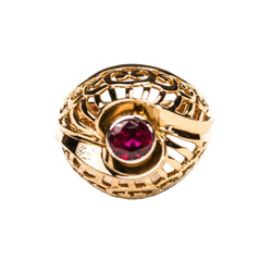 Bague Dôme ren or rose, platine et rubis - Castafiore