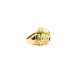 Bague Dôme YVONNE LÉON Hibou en or jaune, onyx et diamants - Castafiore