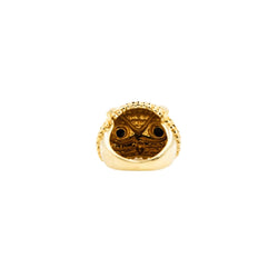 Bague Dôme YVONNE LÉON Hibou en or jaune, onyx et diamants - Castafiore